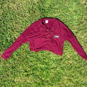 PINK victoria’s secret lace up maroon top